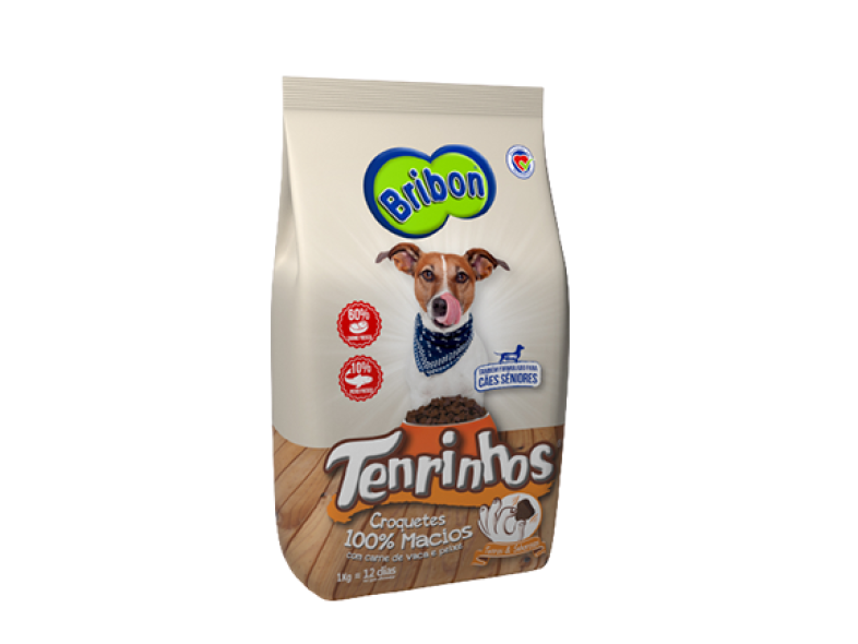 alimento tenrinhos pequeno porte médio croquetes macios semi húmido sénior